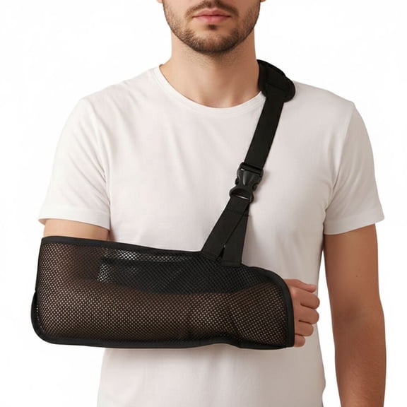Mesh Arm Shoulder Sling Shoulder Immobilizer for Shoulder Injury Torn Rotator Cuff, Breathable Arm Brace for Shower, Right Left Arm Stabilizes Elbow Arm Wrist Injury for Men Women (Black)