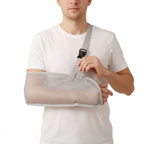 Mesh Arm Shoulder Sling Shoulder Immobilizer for Shoulder Injury Torn Rotator Cuff, Breathable Arm Brace for Shower, Right Left Arm Stabilizes Elbow Arm Wrist Injury for Men Women (Grey)