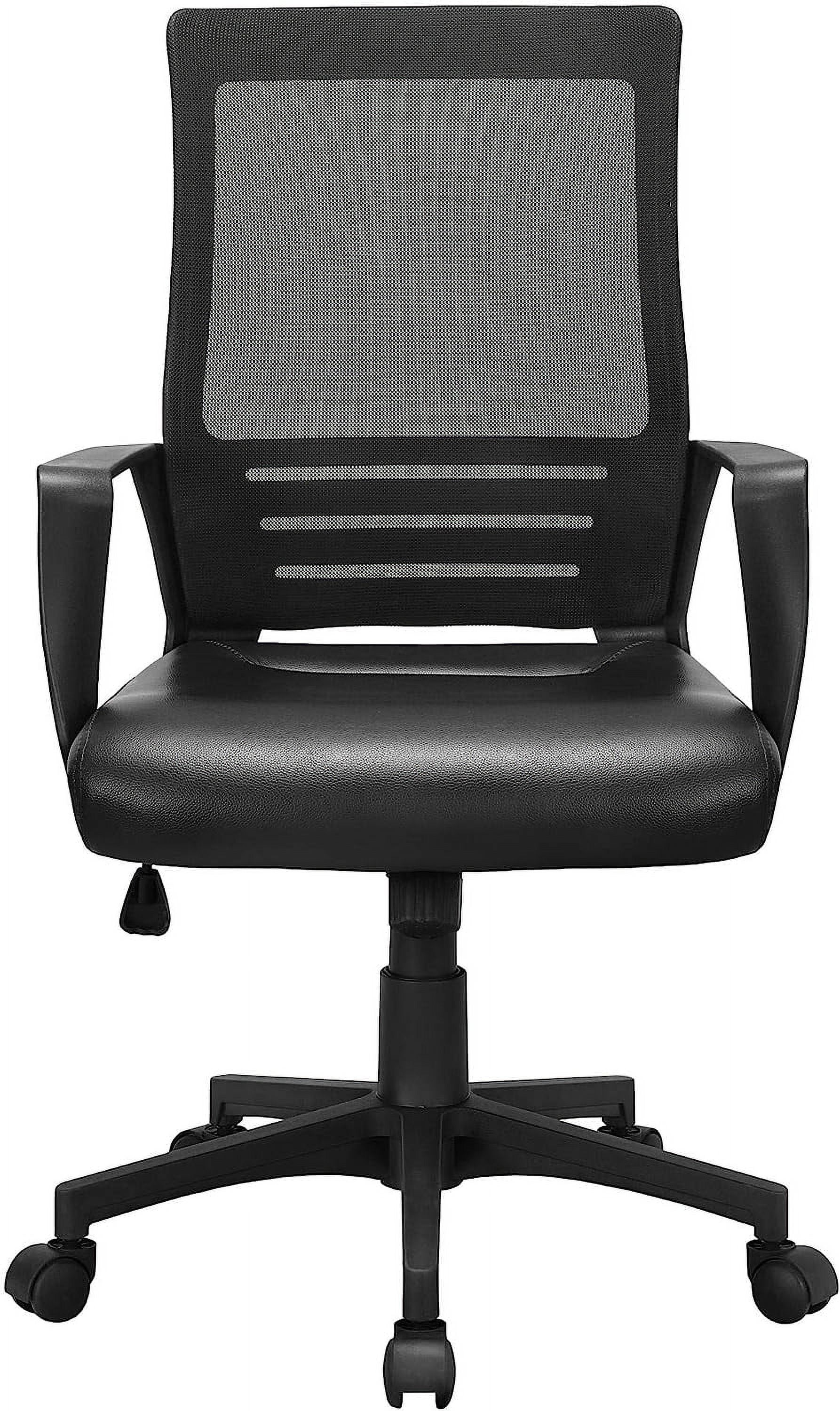 Mesh Back Leather Padded Seat Computer Chair With Lumbar Support ...