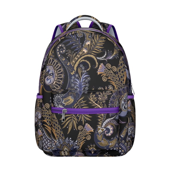 Mesh-Back Paisley Print Backpack – Breathable Paisley Gift for Hot Days, Water-Resistant School Bookbag, Airflow Design for Comfortable Campus Wear