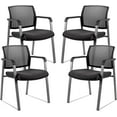 Mesh Back Stacking Arm Chairs with Upholstered Fabric Seat and