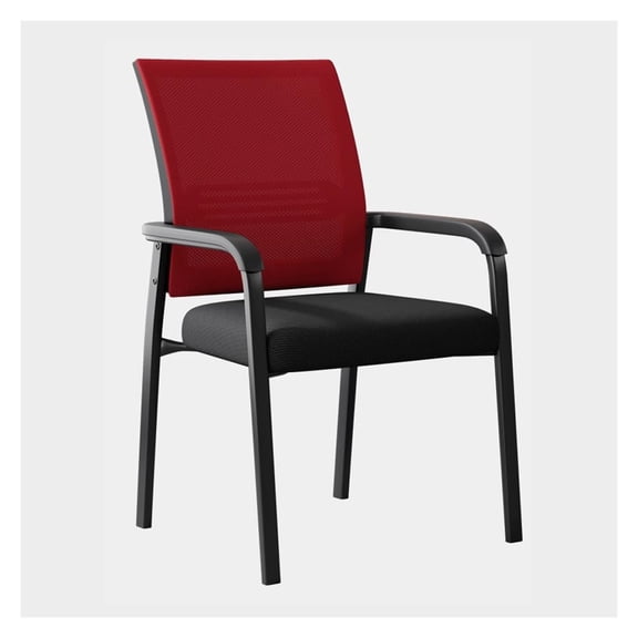 Mesh Back Stacking Arm Chairs Waiting Room Chair with Upholstered Fabric Seat and Ergonomic Lumber Support for Office School Church Guest Reception