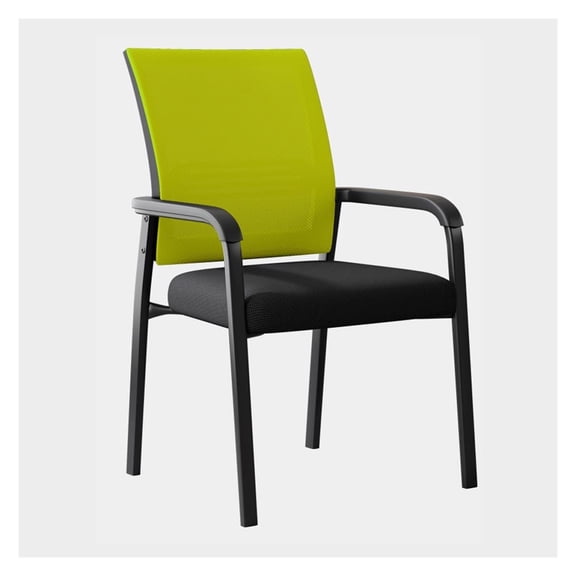 Mesh Back Stacking Arm Chairs Waiting Room Chair with Upholstered Fabric Seat and Ergonomic Lumber Support for Office School Church Guest Reception