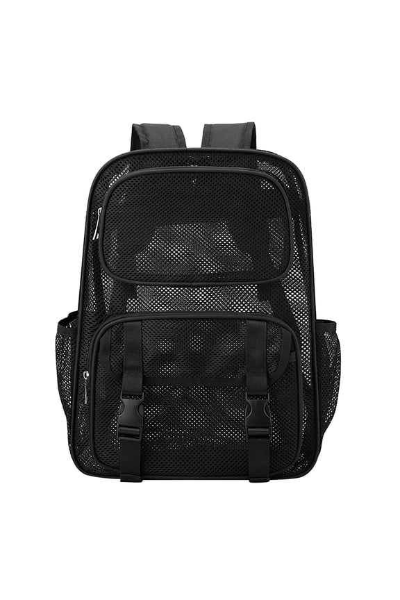 Mesh Backpack Heavy Duty, Large Capacity Bookbag with Padded Straps, Black