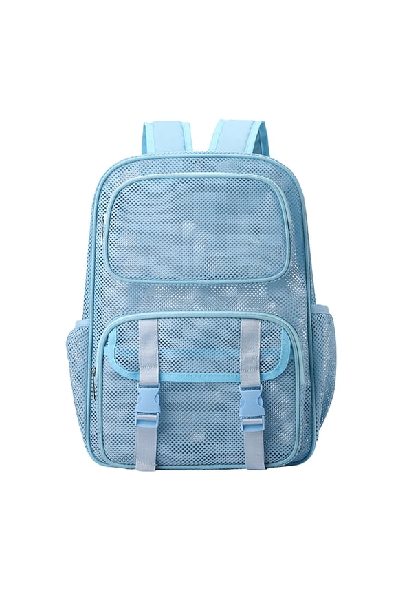 Mesh Backpack Heavy Duty, Large Capacity Bookbag with Padded Straps, Light Blue