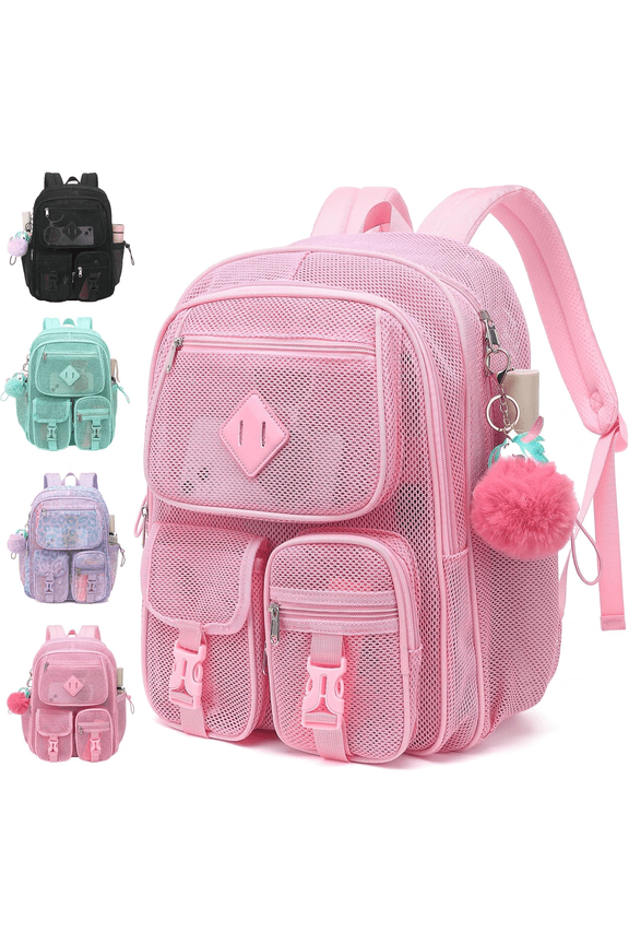 Mesh Backpack,Heavy Duty Semi-Transparent Mesh Bookbag Womens Mens,Sports, Beach, Swimming, Travel