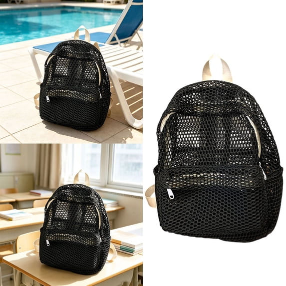 Mesh Backpack Large Capacity Portable Open Design Backpack for Beach Travel Outdoors Swimming Daily Leisure Shopping Youth and Adults Lightweight Foldable Daypack