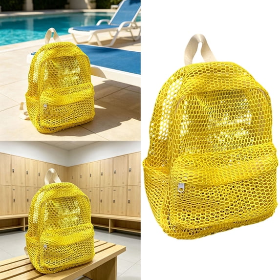 Mesh Backpack Large Capacity Portable Open Design Backpack for Beach Travel Outdoors Swimming Daily Leisure Shopping Youth and Adults Lightweight Foldable Daypack