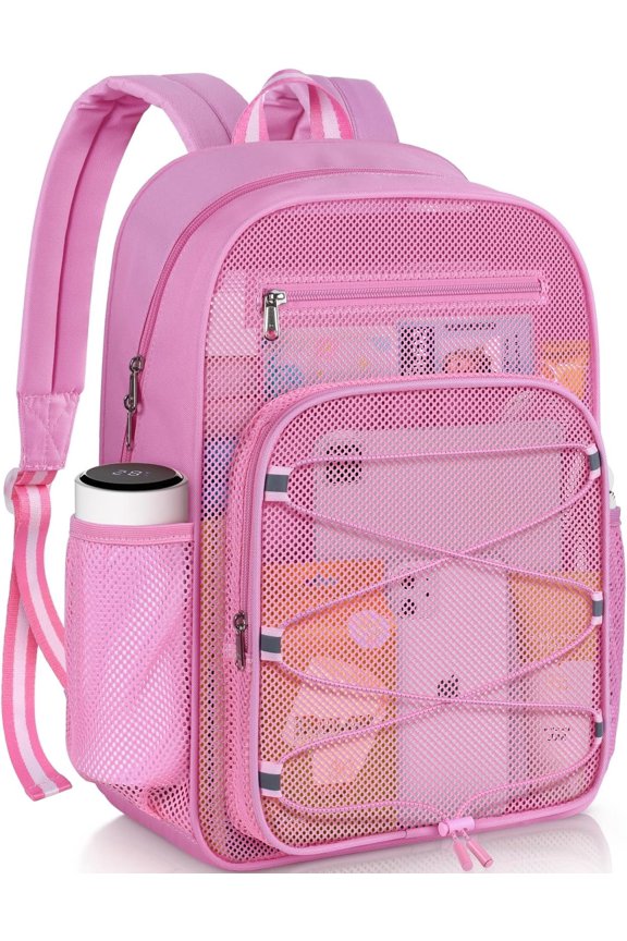 Mesh Backpack See Through Backpack for College, Lightweight Semi-transparent Net Bookbag for Beach, Swimming, Outdoor , Travel-