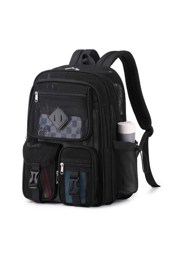 Mesh Backpack for Daily Heavy Duty See Through Net Bookbag Teen Semi-Transparent Net Back Pack for Beach Swimming Sports Work Travel