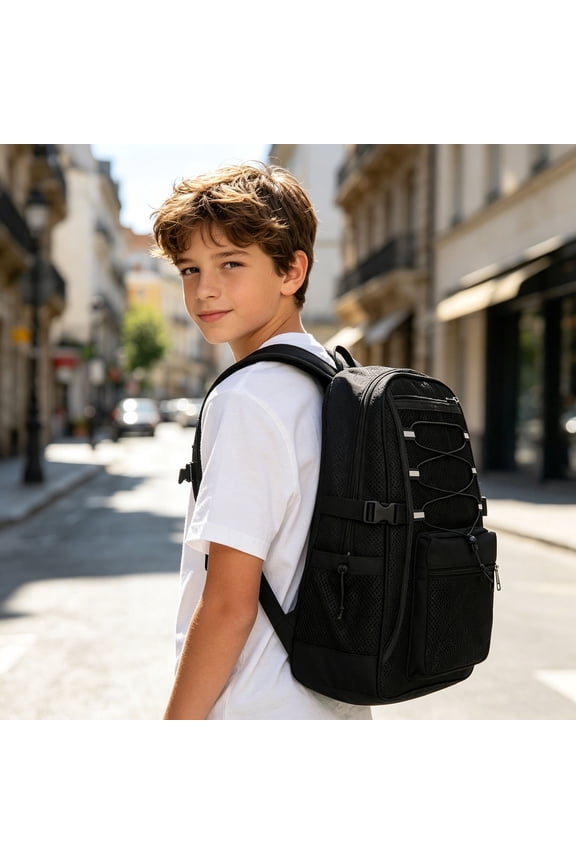 Mesh Backpacks Large Capacity Bookbag Breathable Travel Daypack (Black One Size)