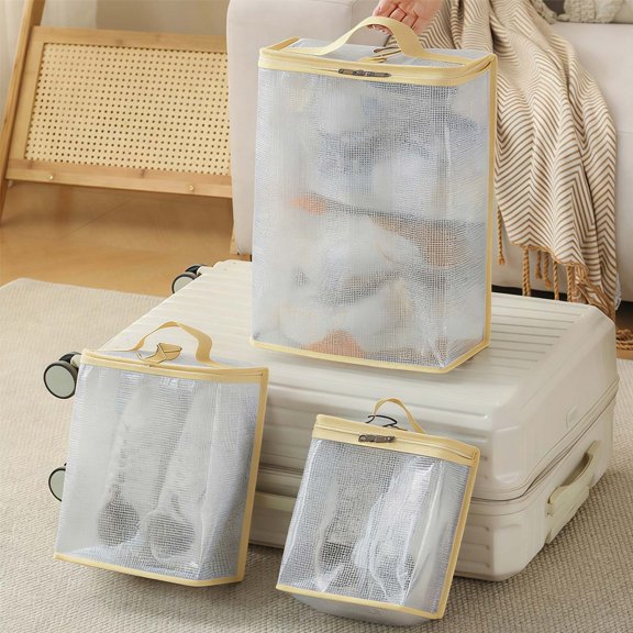 Mesh Bag Storage Organizer, Pvc Waterproof Dustproof Clothes Bedding Protector with Transparent Design and Hanging Handle for Easy Access Foldable, Vsgery