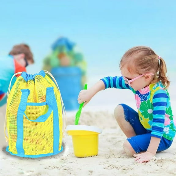 Mesh Bag for Pool Toys Large Mesh Bag for Beach Toys Beach Toys Storage Bag Mesh Bag Bags for Toys Organization (Yellow)