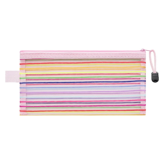 Mesh Bags with Zipper, Nylon Makeup Bag Cosmetic Pouches Travel Organizer Case for Purse Diaper Bag Home Organizing Striped