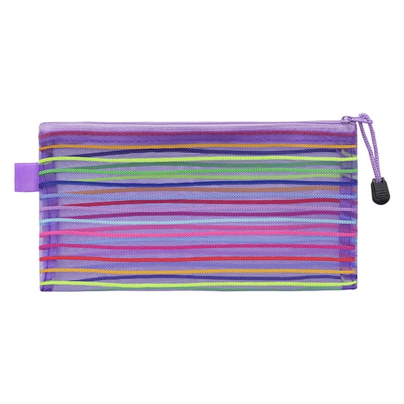Mesh Bags with Zipper, Nylon Makeup Bag Cosmetic Pouches Travel Organizer Case for Purse Diaper Bag Home Organizing Striped