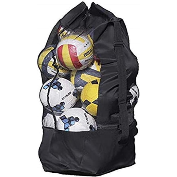 Mesh Ball Bag Equipment Duffel Bag Heavy Duty Net Ball Bag Basketball Volleyball Soccer Rug Ball Football Carrying Bag Tote Storage Sack with Drawstring for 10-15 Balls