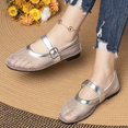 thumbnail image 1 of Mesh Ballet Flats for Women Breathable Fishnet Flats with Buckle Casual Work Shoes, 1 of 3
