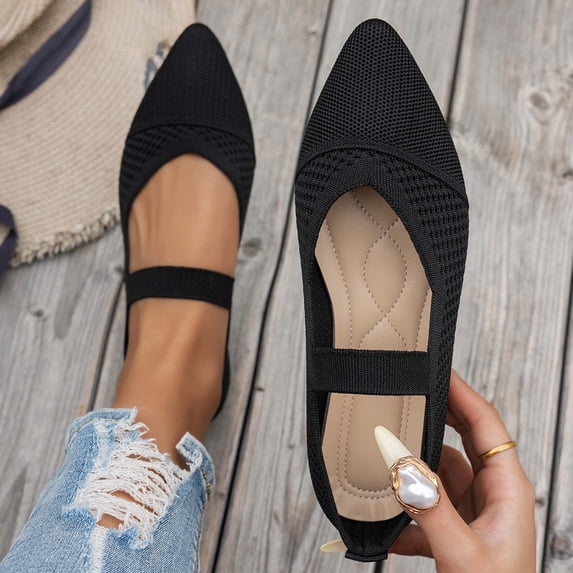 Mesh Ballet Flats for Women, Breathable Pointed Toe Flats with Cushioned Insole, Lightweight Slip on Shoes for Casual, Work, and Travel