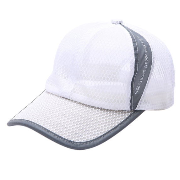 Mesh Baseball Cap,Breathable Sport Hat,Unisex Sun Cap,Summer Breathable Mesh Baseball Cap Lightweight Quick Drying Solid Color Peaked Hat Adjustable Casual Sport Headwear for Outdoor Travel,White
