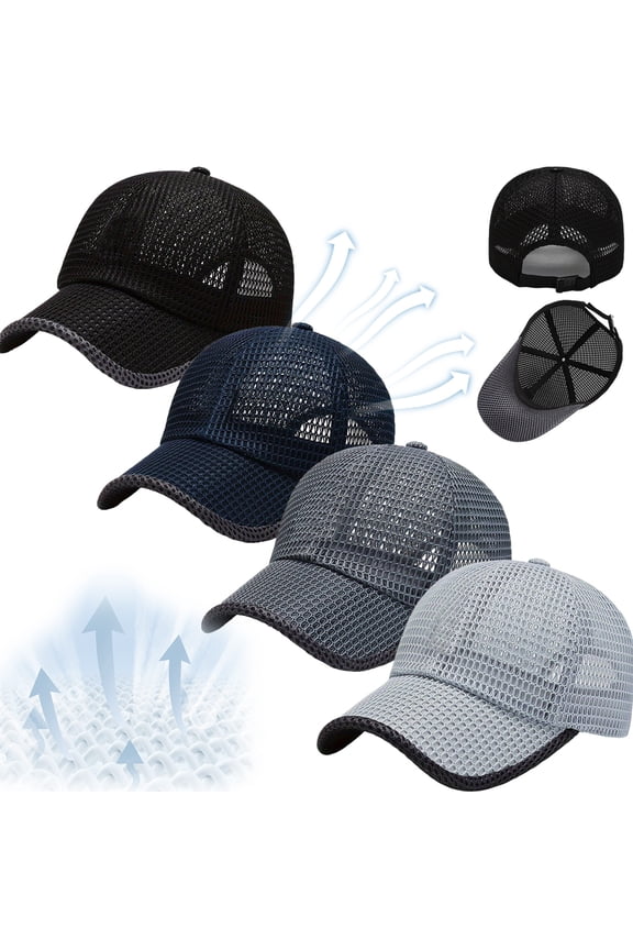 Mesh Baseball Cap for Men and Women Breathable Trucker Hat with Adjustable Snapback Lightweight Summer Sports Hat for Running Outdoor Activities and Casual Wear,Black