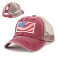 thumbnail image 1 of Mesh Baseball Cap Usa Flag Washed Ponytail Hole Denim Baseball Cap Ponytail Hat Brimmed Fedora Hat Adjustable Summer Sun Hat Daily Casual Dad Trucker Cap Breathable Retro Cap, 1 of 4