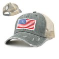 thumbnail image 1 of Mesh Baseball Cap Usa Flag Washed Ponytail Hole Denim Baseball Cap Ponytail Hat Brimmed Fedora Hat Adjustable Summer Sun Hat Daily Casual Dad Trucker Cap Breathable Retro Cap, 1 of 4