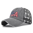 thumbnail image 1 of Mesh Baseball Cap For Women Men Usa Flag Peaked Embroidered Breathable Washed Distressed Cap Daily Casual Visors Summer Sun Hat Classic Star-Shaped Hat Adjustable 1Pc Adult Hat, 1 of 3
