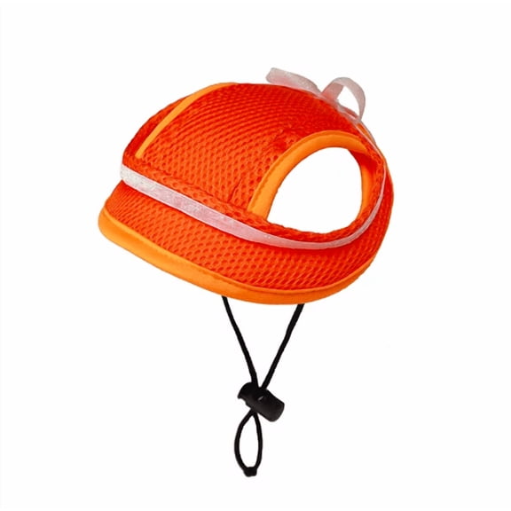 Mesh Baseball Cap with Ear Holes and Adjustable Strap, Orange, Small