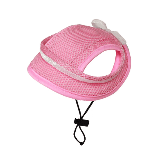 Mesh Baseball Cap with Ear Holes and Adjustable Strap, Pink, Small