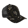 thumbnail image 1 of Mesh Baseball Caps Trucker Sun Hat Adjustable Fashion Snapback, Gold Black Ancient Runes, 1 of 7
