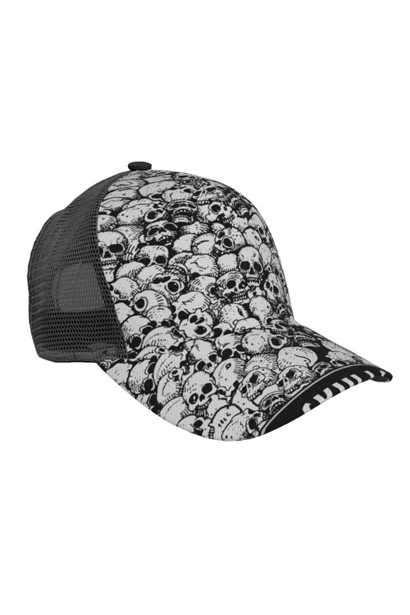 Mesh Baseball Caps Trucker Sun Hat Adjustable Fashion Snapback, Skulls Head Gothic Skull