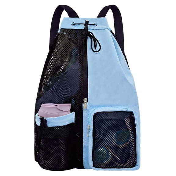 Mesh Beach Backpack with Wet Pocket Drawstring Pool Bag Waterproof Swimming Bag Gym Backpack for Men & Women