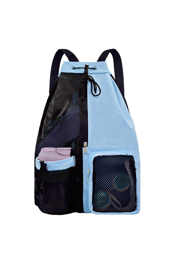Mesh Beach Backpack with Wet Pocket Drawstring Pool Bag Waterproof Swimming Bag Gym Backpack for Men & Women