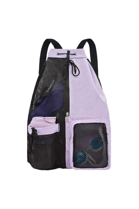 Mesh Beach Backpack with Wet Pocket Drawstring Pool Bag Waterproof Swimming Bag Gym Backpack for Men & Women