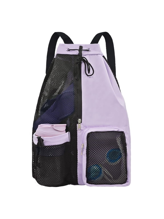 Mesh Beach Backpack with Wet Pocket Drawstring Pool Bag Waterproof Swimming Bag Gym Backpack for Men & Women