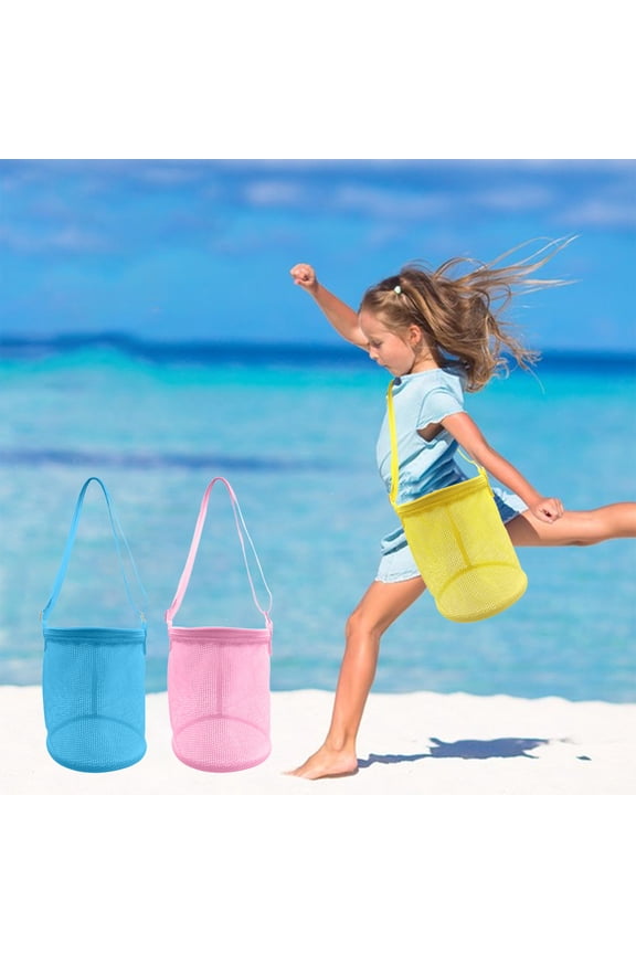 Mesh Beach Bag – Classic Large Toy Tote for Kids,Foldable Storage Bucket Bag for Shells,Toys,Clothes & Towels,Quick Dry Sandproof for Beach or Pool