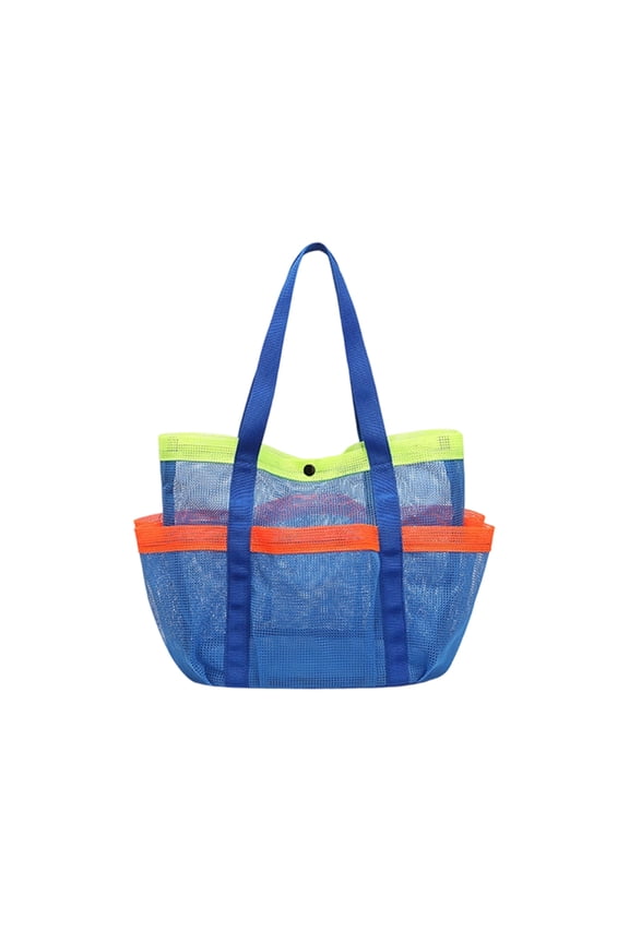 Mesh Beach Bag Compact, Quick Dry Sand Proof Mesh Tote with Side Pocket, Large Capacity Family Pool Bag for Vacation Essentials, Breathable Carryall for Swim Outdoor