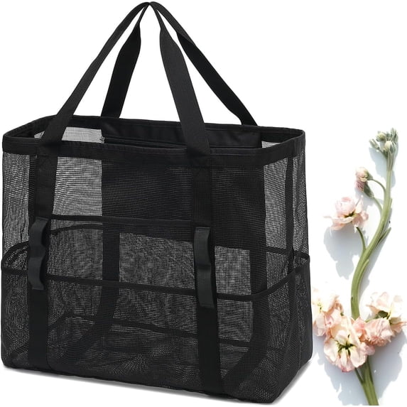 Mesh Beach Bag, Extra Large Beach Tote with Zipper Pocket Pool Bag for Cruise/Swim/Vacation Essentials