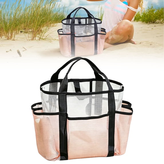 Mesh Beach Bag Family, Large Beach Tote Bags with 40oz Tumbler Side Pockets, Family Pool Bag for Swim Toys Towels Cruise Vacation Essentials