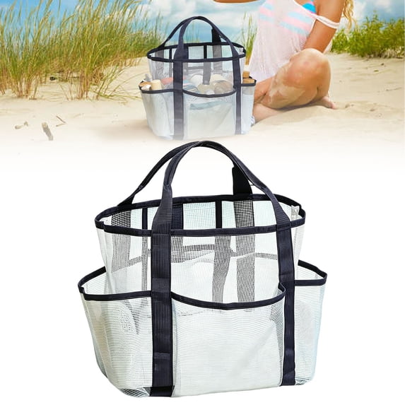 Mesh Beach Bag Family, Large Beach Tote Bags with 40oz Tumbler Side Pockets, Family Pool Bag for Swim Toys Towels Cruise Vacation Essentials