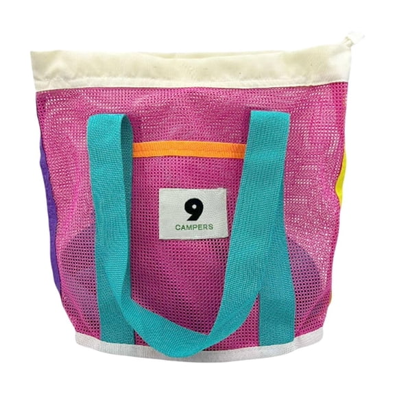 Mesh Beach Bag, Foldable Mesh Swimming Pool Bag with Mini Pockets - Sandproof, Waterproof for Women, Men