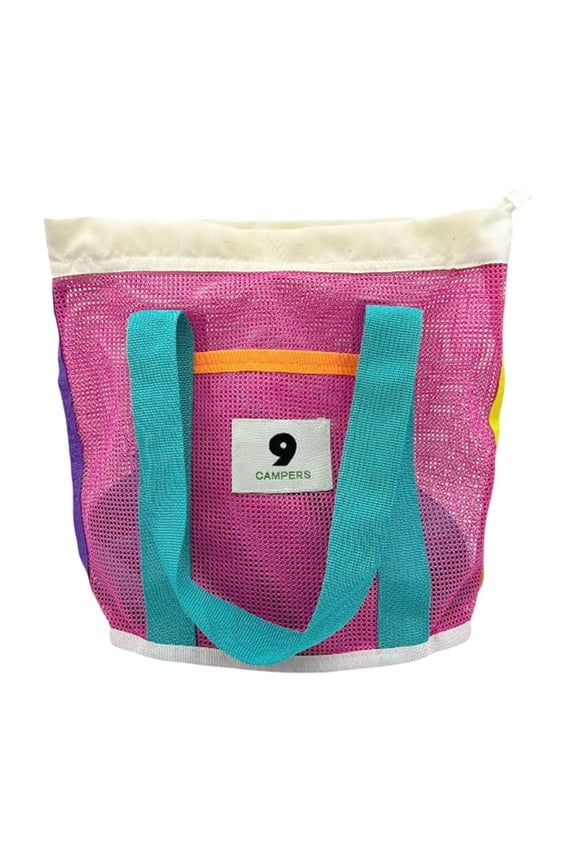 Mesh Beach Bag, Foldable Mesh Swimming Pool Bag with Mini Pockets - Sandproof, Waterproof for Women, Men