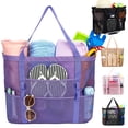 thumbnail image 1 of Large Foldable Mesh Beach Bag for Women & Girls,Sandproof Beach Tote Bag with Zipper Pocket,Mesh Swimming Bag,Toys Pool Bag for Family Beach Trip & Cruise Essentials,Purple, 1 of 8