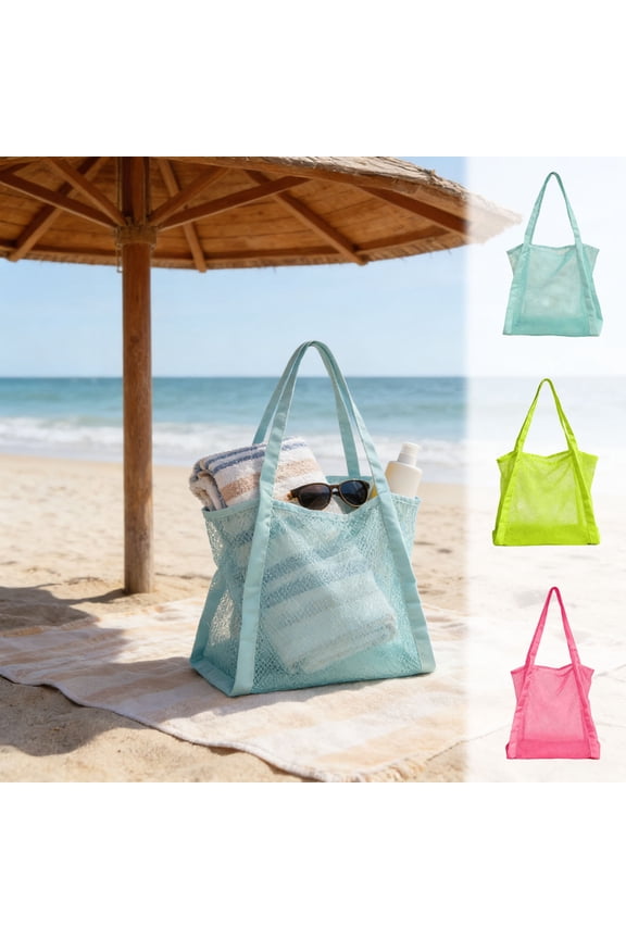 Mesh Beach Bag Large Capacity Drawstring Tote Portable Net Bag for Wet Clothes Towels Snorkeling Gear Pool Swimming by PALIFEUR