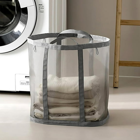 Mesh Beach Bag Large Initial Tote Bags Reusable Grocery Bags Foldable for Women Pool Swim Travel Vacation Essentials,Gray