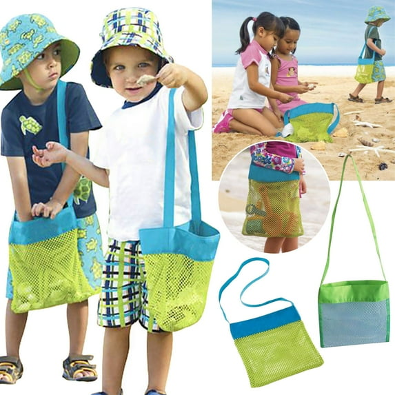 Mesh Beach Bag Large Tote Backpack Outdoor Kids Toys Travel Towels Sand Away Beach Toys