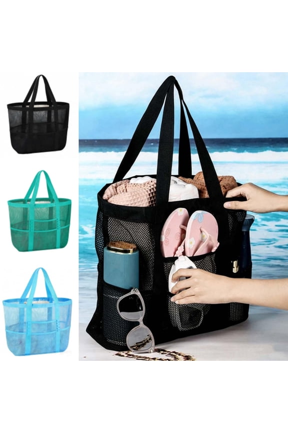 Mesh Beach Bag, Lightweight Tote Bag, Collapsible Beach Bag for Women, Beach & Cruise Essentials 2026, Camping Essentials Sand Proof Mesh Bag ,Toys Pool Bag for Family Travel Vacation