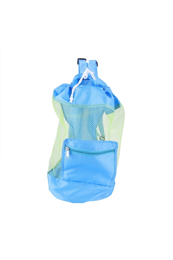 Mesh Beach Bag, Mesh Swim Beach Backpack, Drawstring Beach Backpack Outdoor Beach Shell Toy Storage Bag[blue]
