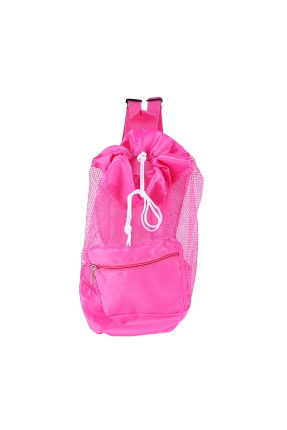 Mesh Beach Bag, Mesh Swim Beach Backpack, Drawstring Beach Backpack Outdoor Beach Shell Toy Storage Bag[pink]