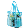 thumbnail image 1 of VONGEM Large Mesh Beach Bags and Totes for Women Oversized Foldable Multiple Pockets 9 Small Pockets for Beach Picnic Camping (Blue), 1 of 7